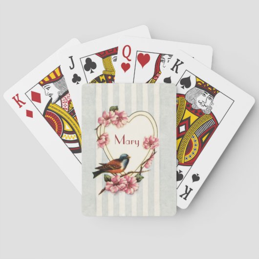 Vintage Rose Herzfahrrad® Spielkarten (Rückseite)