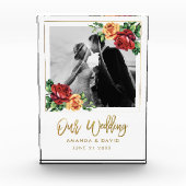 Vintage Rose Hochzeit Keepake Newlyweds Fotoblock (Vorderseite)