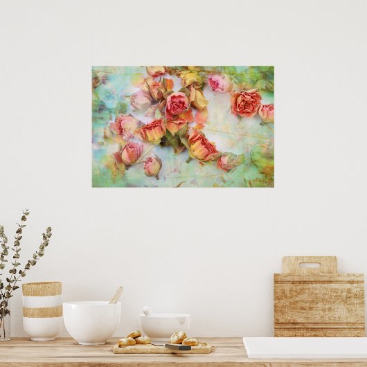 Vintage Rose Hochzeit Poster (Küche)