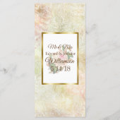 Vintage Rose Hochzeitskarte in Pastellrosa Menükarte (Rückseite)