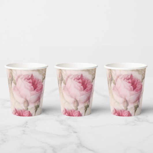 Vintage Rose Hochzeitspapier-Cup Pappbecher (Multi)