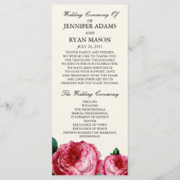 Vintage Rose | Hochzeitsprogramm-Ständerkarte Programm