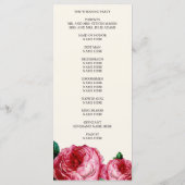 Vintage Rose | Hochzeitsprogramm-Ständerkarte Programm (Rückseite)