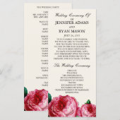 Vintage Rose | Hochzeitsprogramm-Ständerkarte Programm (Vorne/Hinten)