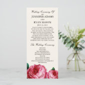Vintage Rose | Hochzeitsprogramm-Ständerkarte Programm (Stehend Vorderseite)