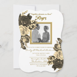 Vintage Rose Hochzeitstag - 50. Golden Einladung