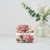 Vintage Rose Hübsch rosa Quadratische Visitenkarte (Stehend Vorderseite)