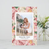 Vintage Rose & Hydrangea Abschluss Danke Karte (Stehend Vorderseite)