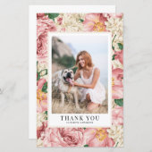 Vintage Rose & Hydrangea Abschluss Danke Karte (Vorne/Hinten)