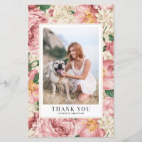 Vintage Rose & Hydrangea Abschluss Danke Karte