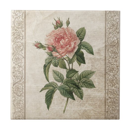 Vintage Rose I - Fliese (Vorderseite)