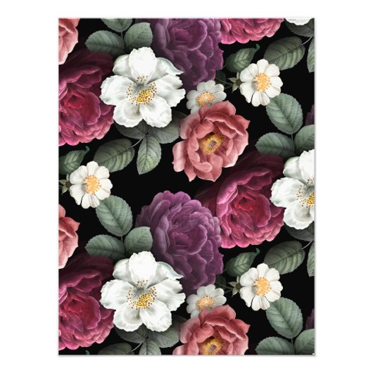 Vintage Rose Illustration Art Fotodruck (Vorne)