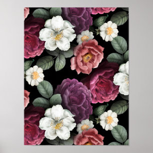 Vintage Rose Illustration Art Poster