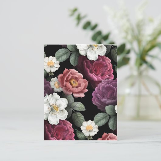 Vintage Rose Illustration Art Postkarte (Stehend Vorderseite)