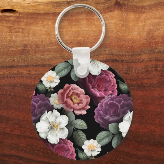 Vintage Rose Illustration Art Schlüsselanhänger (Rückseite)