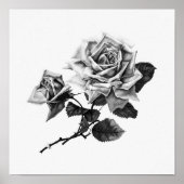 Vintage Rose Illustration Poster (Vorne)