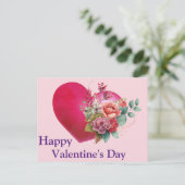 Vintage Rose im Herzen Postkarte (Stehend Vorderseite)