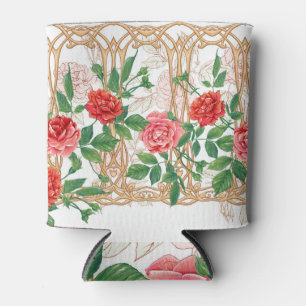 Vintage Rose im Korbmuster. Dosenkühler