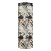 Vintage Rose in Beige, Schwarz, Creme Thermosbecher (Rückseite)