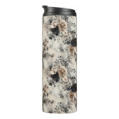 Vintage Rose in Beige, Schwarz, Creme Thermosbecher (Nach rechts gedreht)