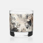 Vintage Rose in Beige, Schwarz, Creme Whiskyglas (Rückseite)