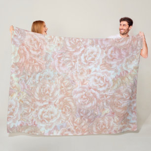 Vintage Rose in Creme - Blumenmuster Fleecedecke