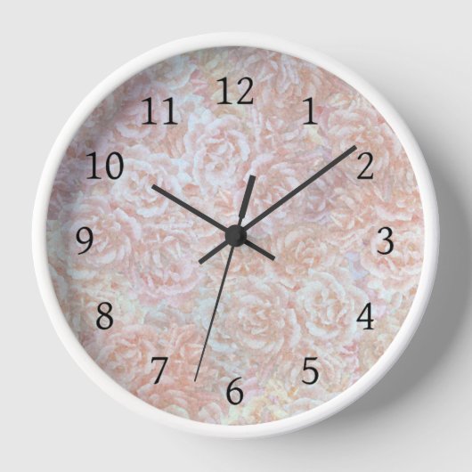 Vintage Rose in Creme - Blumenmuster Uhr (Vorderseite)