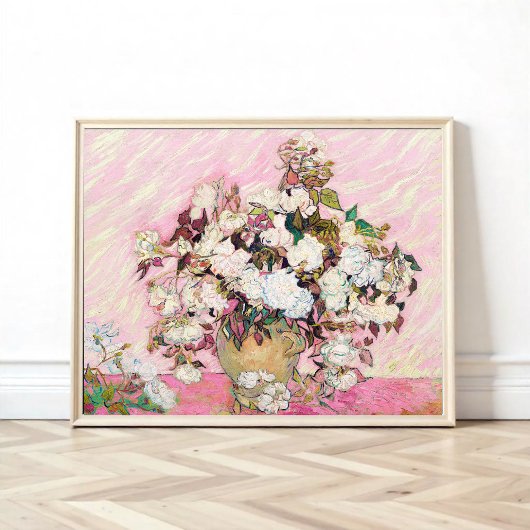 Vintage Rose in einer Vase, Van Gogh Poster
