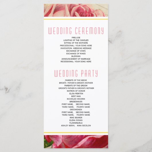 Vintage Rose in rosa Blumenzettel Programm (Rückseite)