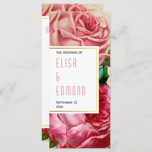 Vintage Rose in rosa Blumenzettel Programm (Vorne/Hinten)