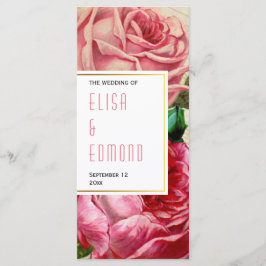 Vintage Rose in rosa Blumenzettel Programm