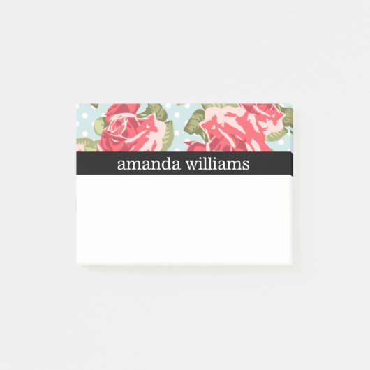 Vintage-Rose in Rosa Post-it Klebezettel (Vorderseite)