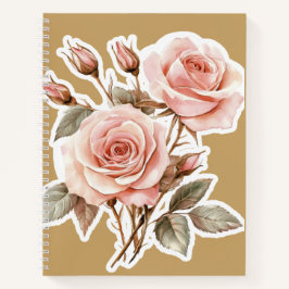 Vintage-Rose in Rosa | Romantisches Blumenjournal Notizblock