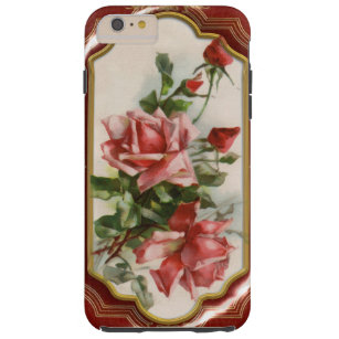 Vintage Rose in Rot- und Goldrahmen Tough iPhone 6 Plus Hülle
