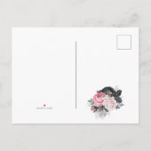 Vintage Rose in Schwarzweiß Save the Date Ankündigungspostkarte (Rückseite)