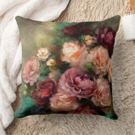 Vintage Rose in Soft Pink und Burgund Kissen