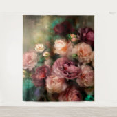 Vintage Rose in Soft Pink und Burgund Wandteppich (Vorderseite)