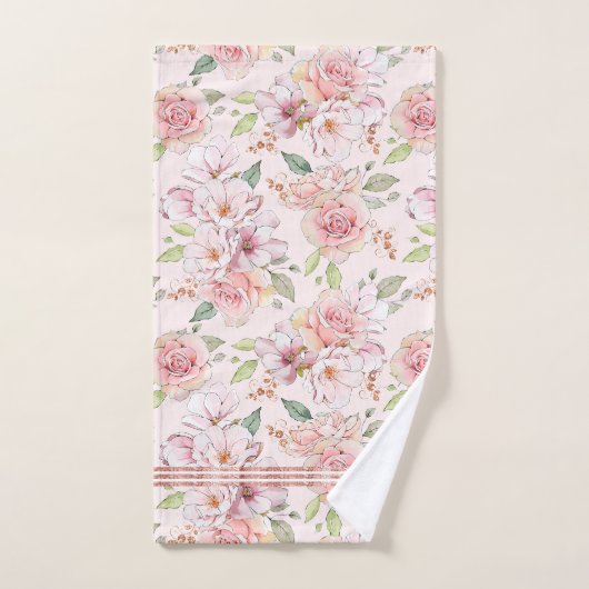 Vintage Rose in weichrosa Badhandtuch Set (Handtuch)