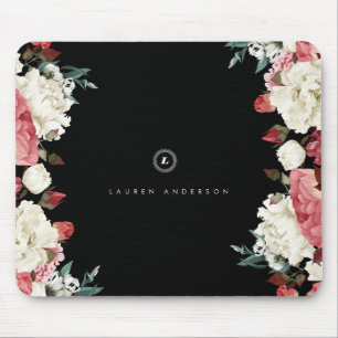 Vintage-Rose-individualisierte-Monogramm-Mauspad Mousepad