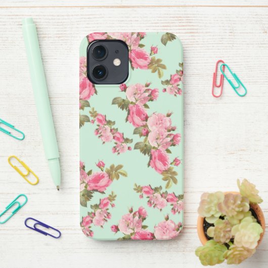 Vintage Rose iPhone Hülle (Auf dem Schreibtisch)