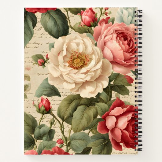 Vintage Rose-Junk-Journal-Notebook Notizblock (Rückseite)