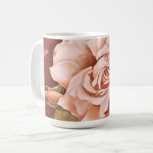 VINTAGE ROSE KAFFEE TASSE (Vorderseite Links)