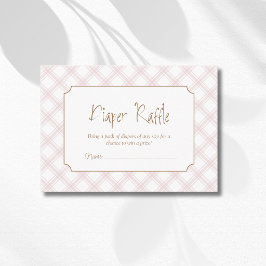 Vintage-Rosé kariertes Diamant-Windel-Raffle Begleitkarte