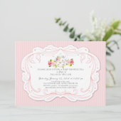 Vintage Rose Kinderdusche Tee Party Einladung (Stehend Vorderseite)