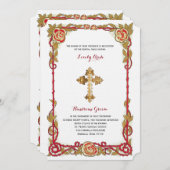 Vintage Rose Kreuzkatholische Hochzeitseinladung Einladung (Vorne/Hinten)