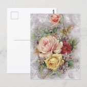 Vintage Rose, Kunst Postkarte (Vorne/Hinten)