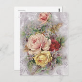 Vintage Rose, Kunst Postkarte (Vorne/Hinten)