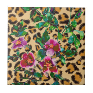 Vintage Rose - Leopardendruck Fliese