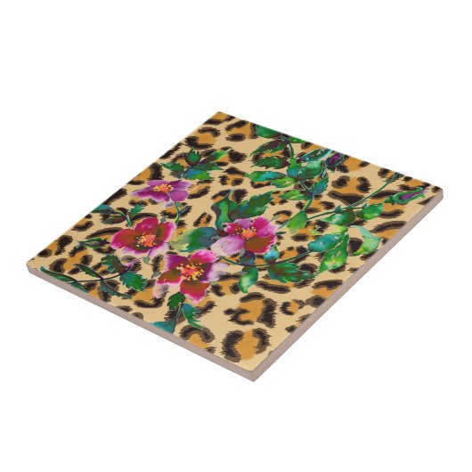 Vintage Rose - Leopardendruck Fliese (Seite)