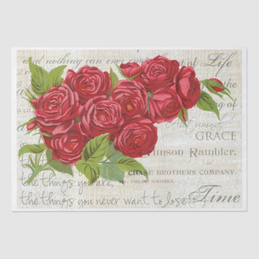 Vintage Rose Liebe Blume Valentine Seidenpapier (Vorderseite)